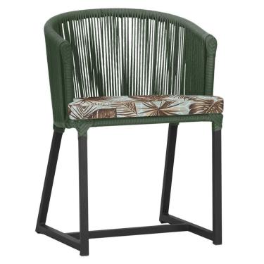 Imagem de Cadeira De Jantar Noronha Alumínio Preta E6 Trama  Verde