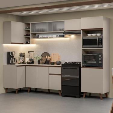 Imagem de Armário de Cozinha Completa de Canto 385cm Crema Nice Madesa 03, Crema
