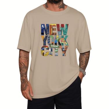 Imagem de Camiseta Oversized NYC Gola Alta Streetwear Algodão Academia-Masculino
