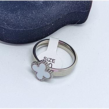 Imagem de Anel aliança Aço Inoxidável Trevo quatro folhas Preto Branco Vermelho Verde Inox Prateado Luxo Inspiração Blogueira