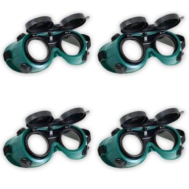 Imagem de Oculos De Solda Kit 4 Uni EPI Mascara De Protecao Articulavel Equipamento Profissional Dupla Lente Soldador Com Filtro