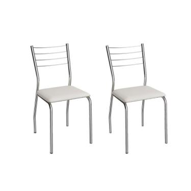 Imagem de Cadeira Sala De Jantar Malta 2c140cr Aço Kit 2 Un Cromado/ano Branco - Kappesberg