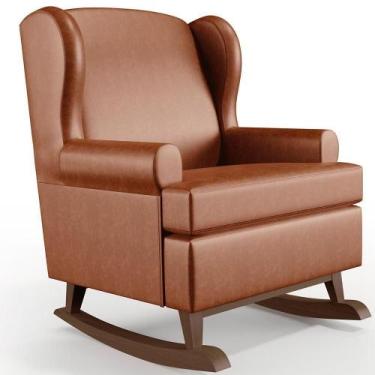 Imagem de Poltrona Malu Base De Madeira P02 material sintético Camel - GRAN BELO