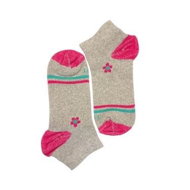 Imagem de Meia Sapatilha Invisível Adulto Juvenil Soft 34-38 Macia Cor:Cinza/Ros