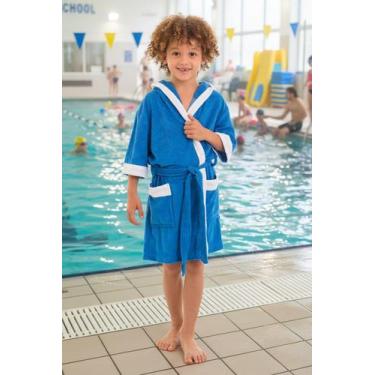 Imagem de Roupão Infantil com Capuz Natação - Sogni Belli, Azul, 6
