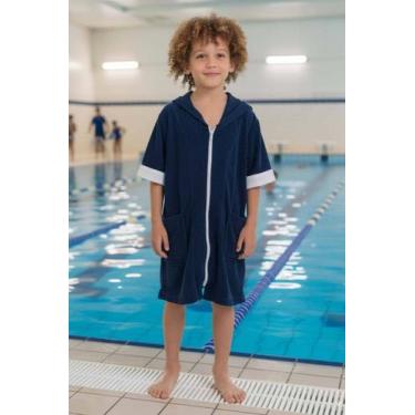 Imagem de Roupão Infantil com Zíper e Capuz - Sogni Belli, 10, Azul marinho