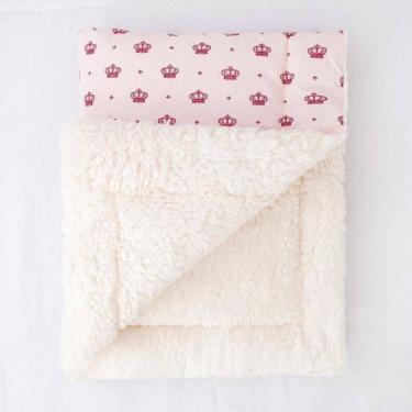 Imagem de Manta De Sherpa Para Bebê Lã Carneiro Coroa Rosa
