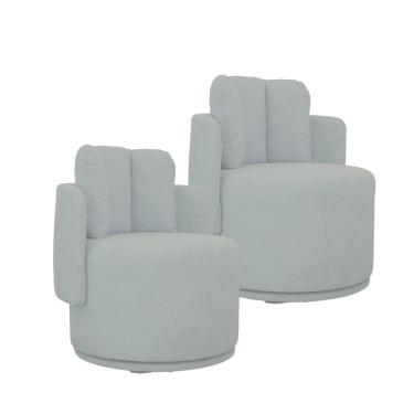 Imagem de Kit 2 Poltronas Meca com Pes de Base Giratoria Movellu Home