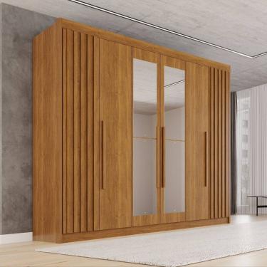 Imagem de Guarda-roupa Casal com Espelho 100% Mdf 6 Portas 6 Gavetas Granada Premium Cinamomo