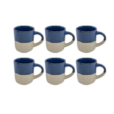 Imagem de Conjunto 6 Xícaras de Café em Cerâmica Azul 100ml ES0005 BTC