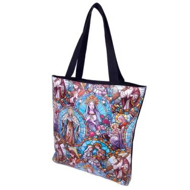 Imagem de Bolsa Shopper Alça de Ombro Sacra Jesus Santa Maria Católica - Gicalli