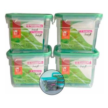 Imagem de Kit 4 Pote Multiuso Freshy Plástico Freezer Sanremo Sr1761 770ml
