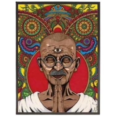 Imagem de Quadro Decorativo Desenho Gandhi Com Vidro 24X18Cm - Quadros On-Line