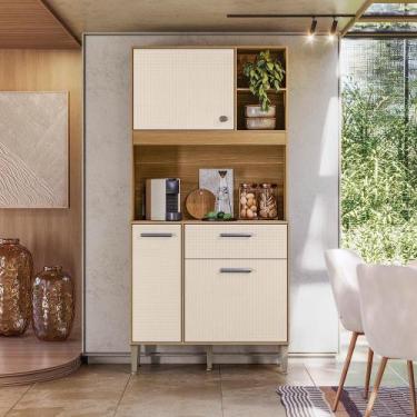 Imagem de Armário de Cozinha Compacto Zen 3 Portas 1 Gaveta com Nicho Decorativo