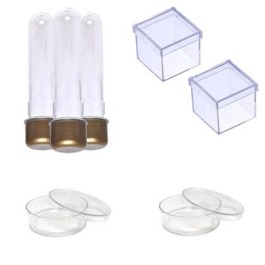 Imagem de 100 Latinhas Acrílicas Tubetes 13Cm Caixinhas 5X5 Dourado - Belas core