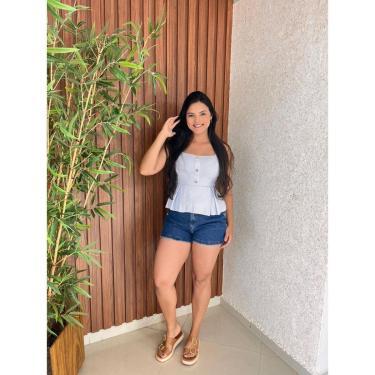 Imagem de Short Mom Jeans Azul Barra Feita Com Cinto Crisconf-Feminino