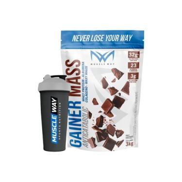 Imagem de Combo Hipercalórico + Coqueteleira- Muscle Way, Preto, Baunilha