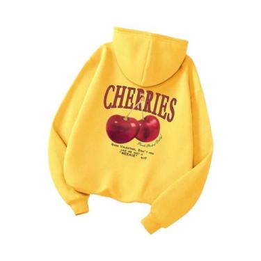 Imagem de Moletom Unissex De Hip Hop Com Capuz, Estampa Divertida De Cerejas E D