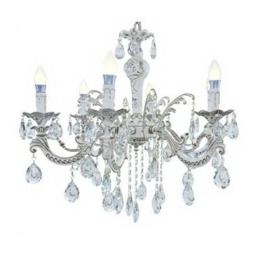 Imagem de Lustre Candelabro Provençal 6 Braços Com Cristais Para Sala Ou Quarto 