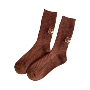 Imagem de Meias De Algodão Grossas E Aconchegantes De Inverno Até a Panturrilha,