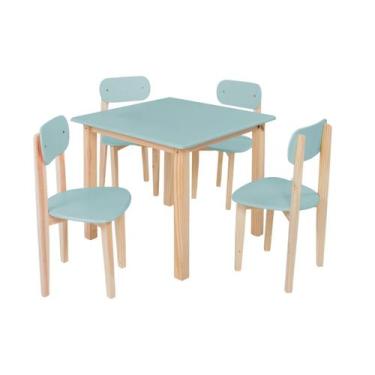 Imagem de Conjunto Mesa e Cadeiras Colorê Infantil Para Desenho Lazer, Menta