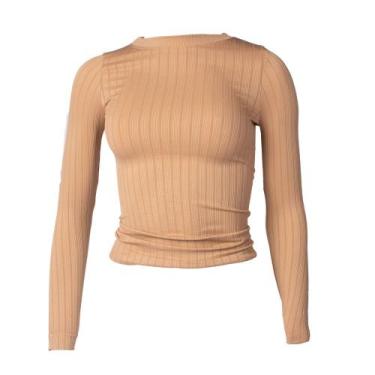 Imagem de Blusa Feminina Blue Rose Malha Canelada Gola Careca Nude, Nude, GG
