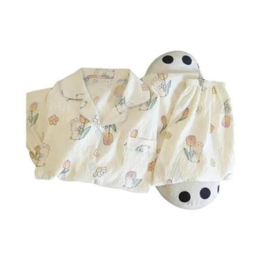 Imagem de Conjunto De Pijamas Com Estampa De Cerejas Para Mulheres, Moda Coreana