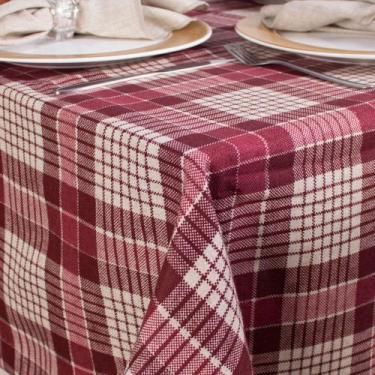 Imagem de Toalha de Mesa Retangular em Tecido Linho Estampado Xadrez Vermelho, 1