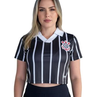 Imagem de Camisa Corinthians Listras Cropped Feminino-Feminino