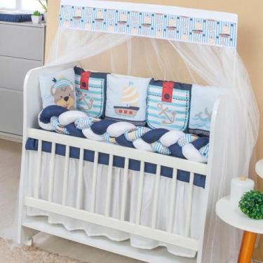 Imagem de Kit Mini Berço Trança 13 peças para Bebê Menino Urso Marinheiro - AVM 