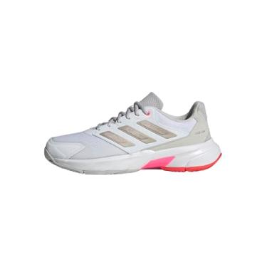 Imagem de Adidas Tênis feminino CourtJam Control 3, Branco/ferro metálico/vermelho lúcido, 39 BR
