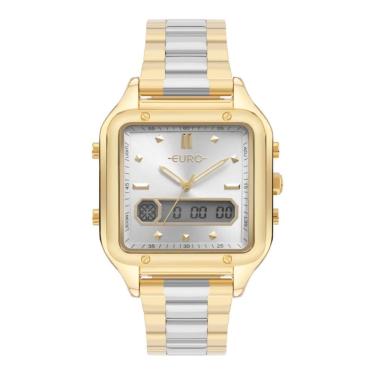 Imagem de Relógio Euro Feminino Ref: Eubj3890abd/4k Anadigi Retangular Bicolor