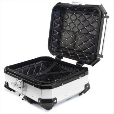 Imagem de Baú de Moto Traseiro Tronos 22L-T em Alumínio - Base Universal - 22 Litros - Forro em Couro Sintético - Prata