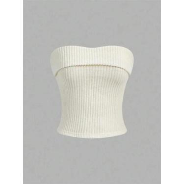 Imagem de Top Cropped Sem Mangas Em Malha Canellada Para Mulheres, Estilo Y2K Gr