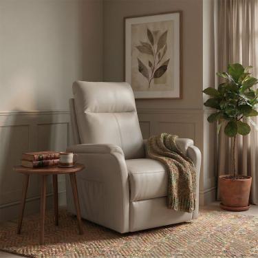 Imagem de Poltrona Papai Reclinável Em Tecido Nobuke Estofada Para Sala De Estar Descanso E Leitura - Bege