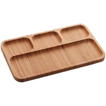 Imagem de Petisqueira De Bambu Com 4 Divisórias Retangular - LYOR