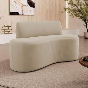 Imagem de Sofá Compacto Moderno Orgânico Sora 100cm Suede Bege - Desk Design