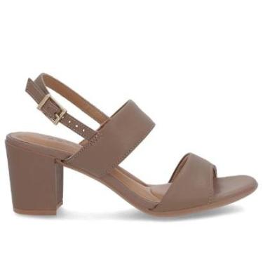 Imagem de Sandália Usaflex em Couro Tiras Salto Bloco-Feminino