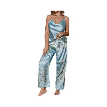 Imagem de Conjunto De Pijama Feminino Com Estampa Floral E Calças, Charme Românt