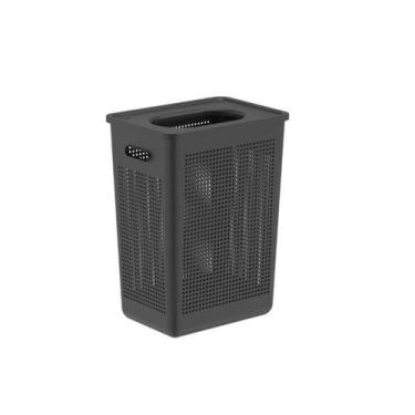 Imagem de Cesto de Roupas com Tampa Ou 38L Linha Flow, Preto