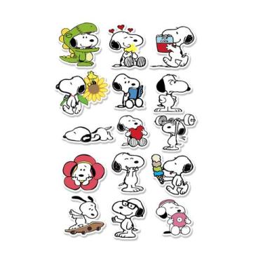 Imagem de Adesivos Snoopy Caderno Mala Notebook Carro Sticker 15 Unidades - Seym
