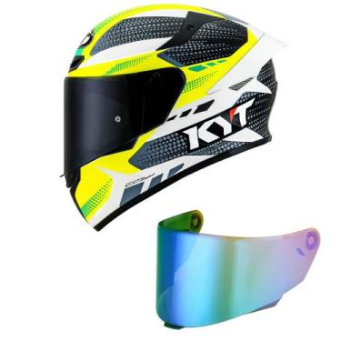 Imagem de Capacete KYT TT Course Gear Preto e Amarelo Mais Viseira Camaleão, 56