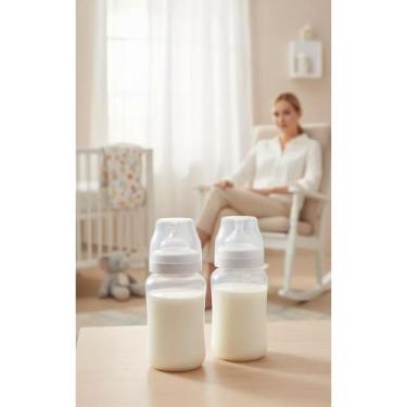 Imagem de 2x Kit 2 Mamadeiras Anti-colic 330ml Silicone Bico Flexível - Congratu