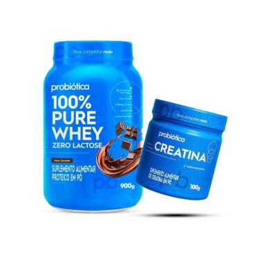 Imagem de Combo Whey Zero Lactose 900g e Creatina 100g Probiótica-Unissex