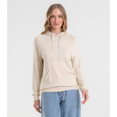 Imagem de Blusão Feminino Com Capuz Em Molecotton Rovitex Bege, G, Bege