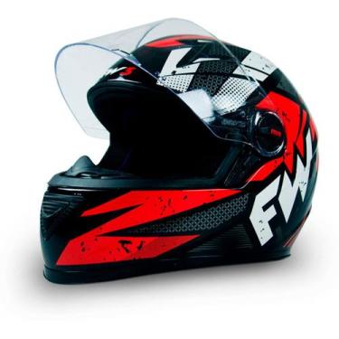Imagem de Capacete Moto Fechado GTN Speed Viseira Cristal Banco/Vermelho Inmetro