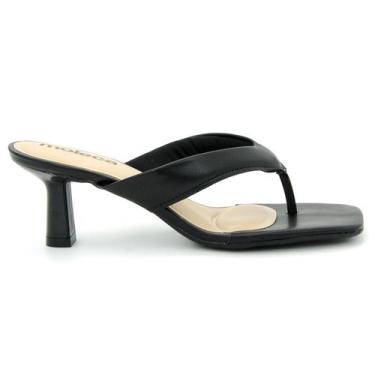 Imagem de Tamanco Moleca 5523.100 Salto Fino Bico Quadrado Feminino, 35, Preto