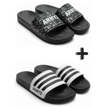 Imagem de Kit 2 Pares de Chinelo Slide Casual Masculino e Feminino Estiloso Maci
