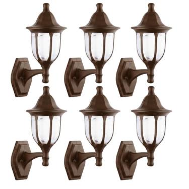 Imagem de Conjunto 6 Arandelas de Parede 38cm Marrom Luminária Vintage Decorativa Bivolt Modena D...
