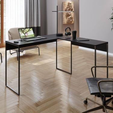 Imagem de Mesa de Escritório em L Home Office Start 118x90cm Estilo Industrial Preto - Desk Design